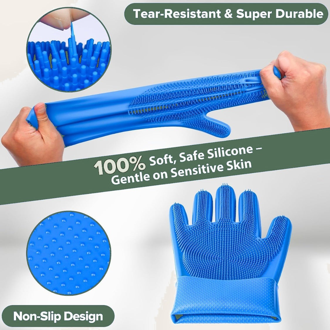 Tear-resistant silicone glove