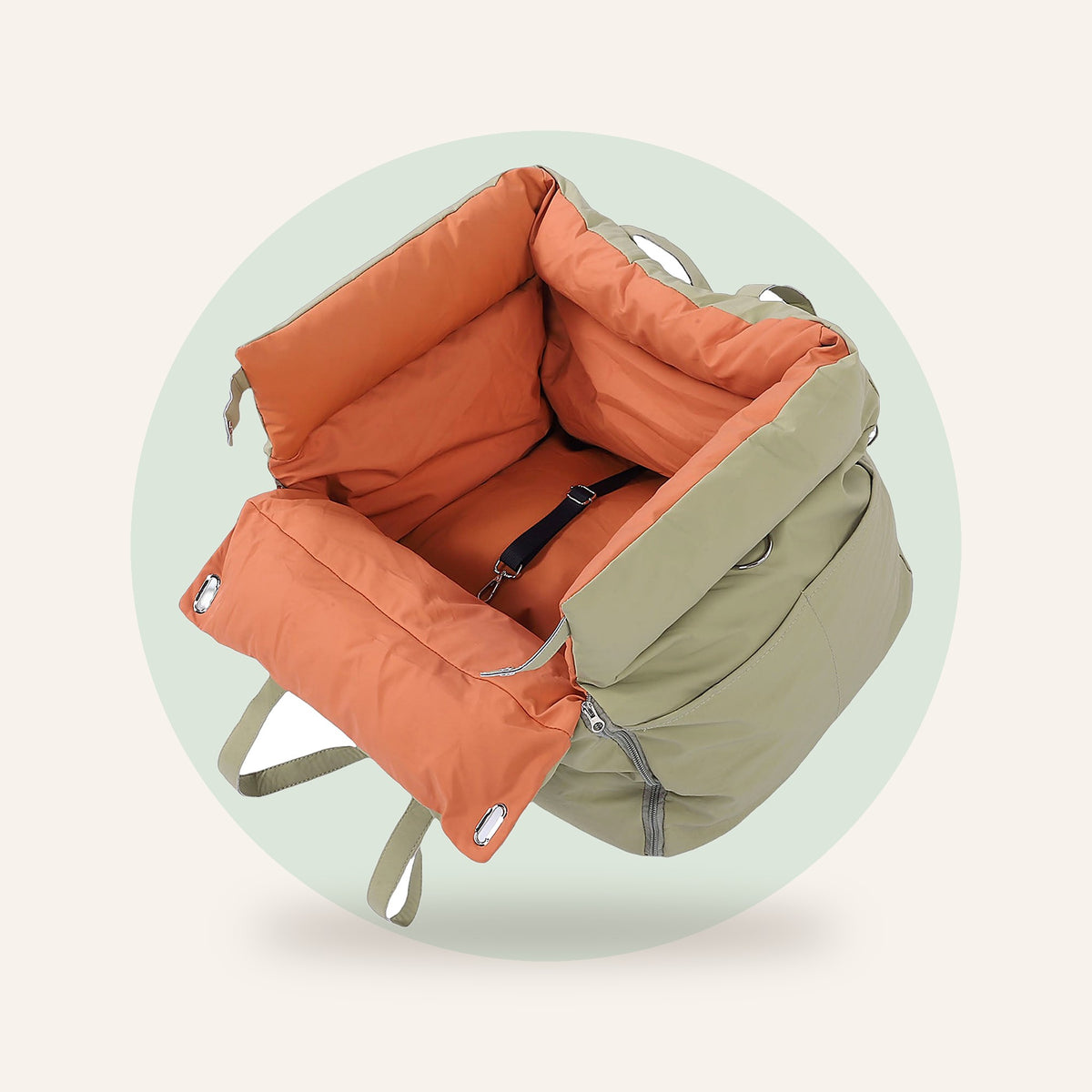 Car seat bed, side view
