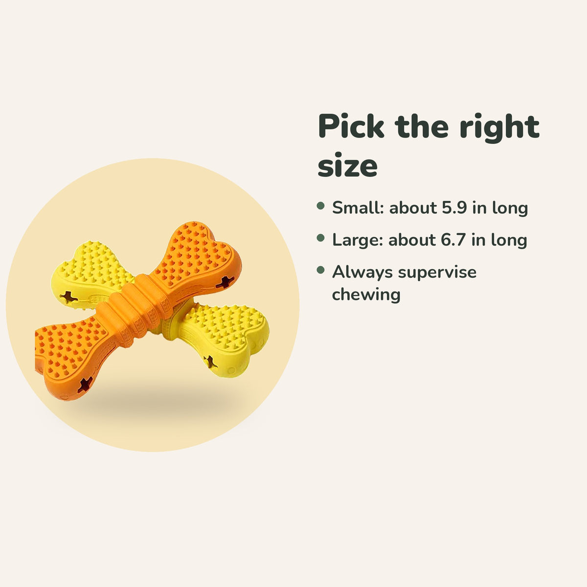 Chew stick sizes, small and large