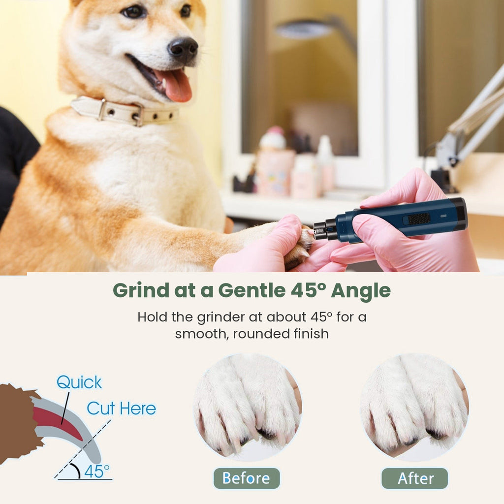 Grind at a gentle 45 degree angle