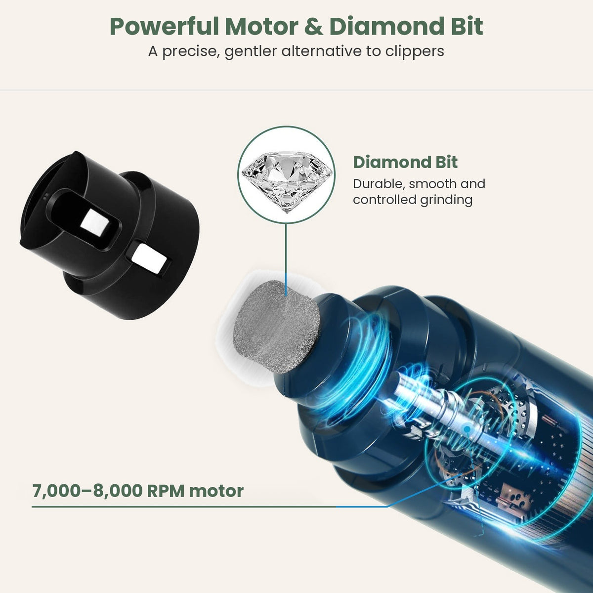 Powerful motor and diamond bit