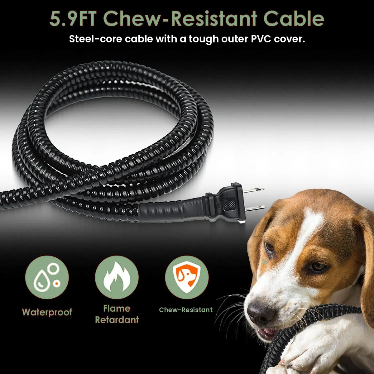 5.9 ft chew-resistant cable
