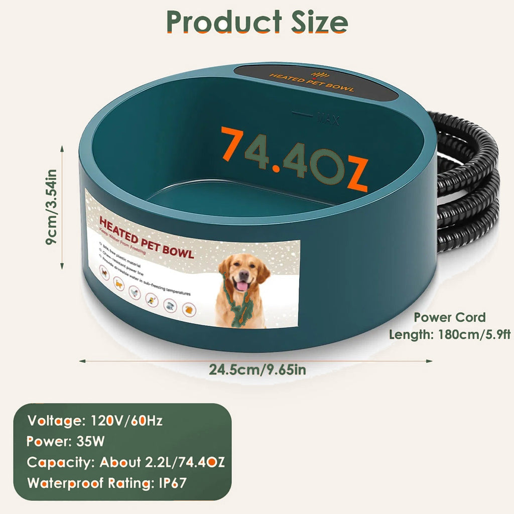 Heated bowl product size