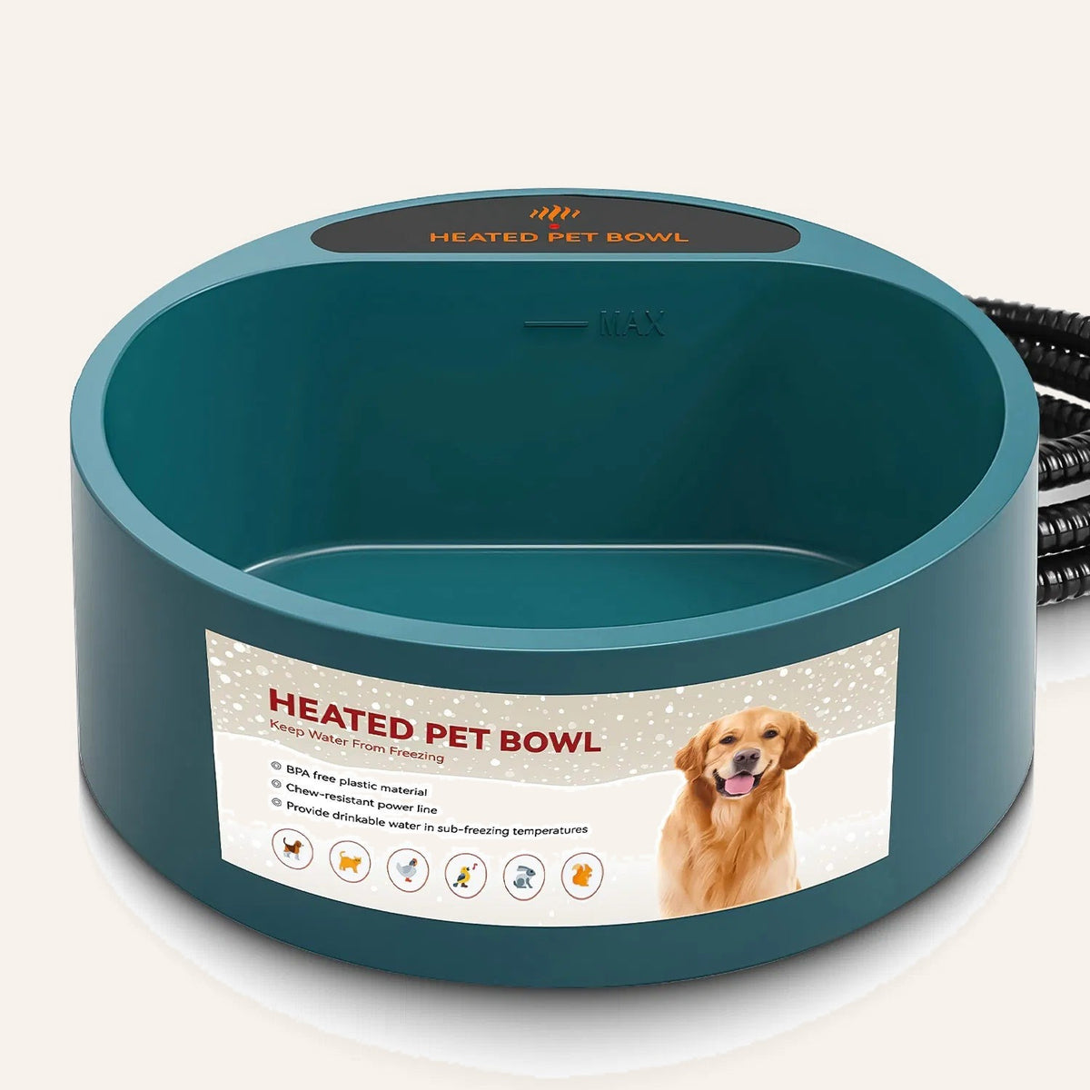 Heated pet water bowl