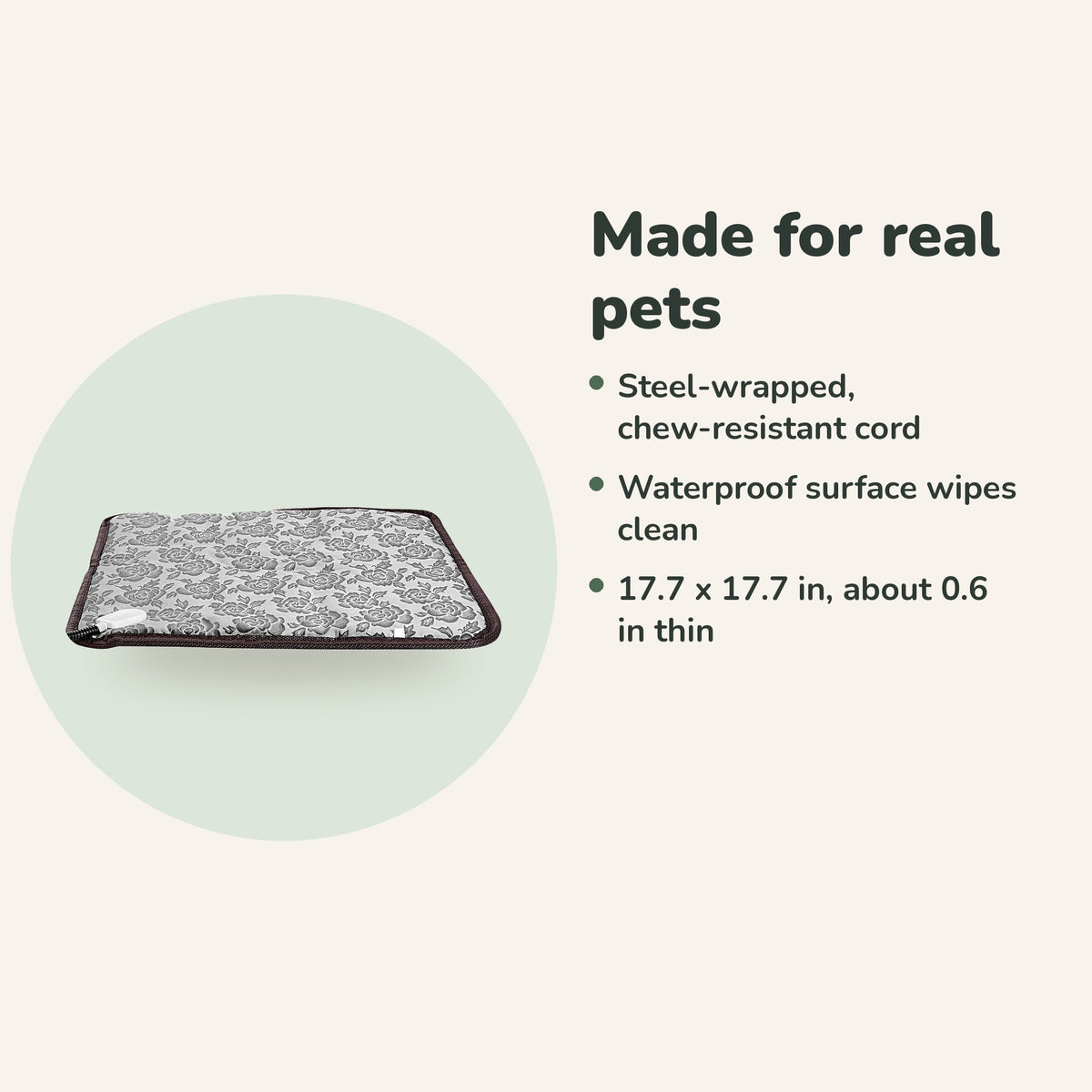Heating pad size 17.7 x 17.7 in