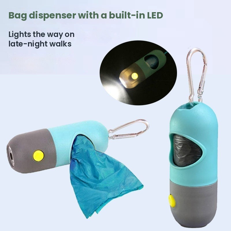 Bag dispenser with a built-in LED